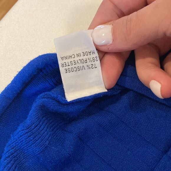 Banana Blue Label Australia Cobalt Blue Textured Boxy Open Back Sweater Small - Picture 9 of 9